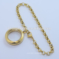 New gold ladies stainless steel floating locket charms bracelet, pearl chain bracelet